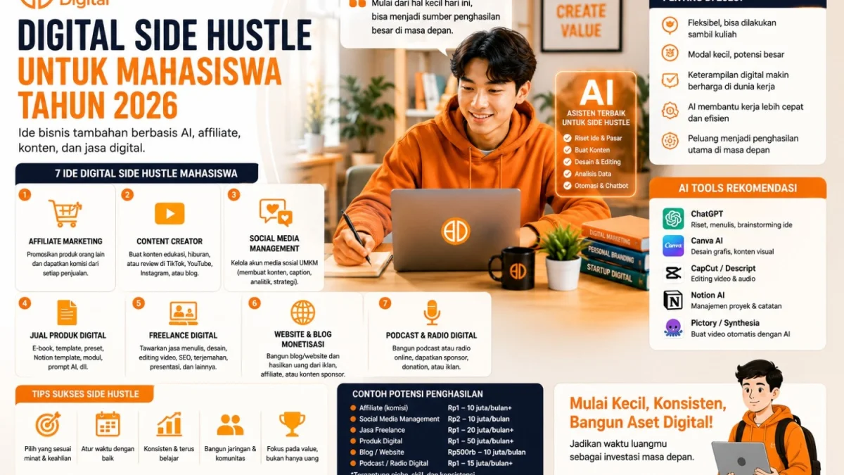 Digital Side Hustle untuk Mahasiswa Tahun 2026: Peluang Cuan di Era AI